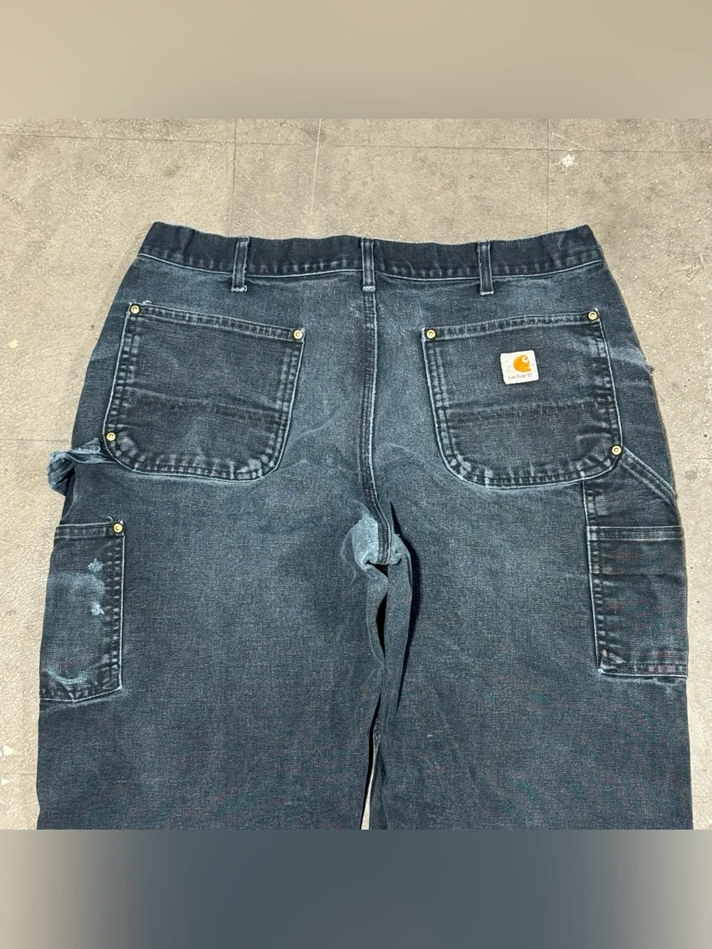 Vintage Carhartt B01 BLK Double Knee Carpenter Pants - 36x32 Distressed & Faded